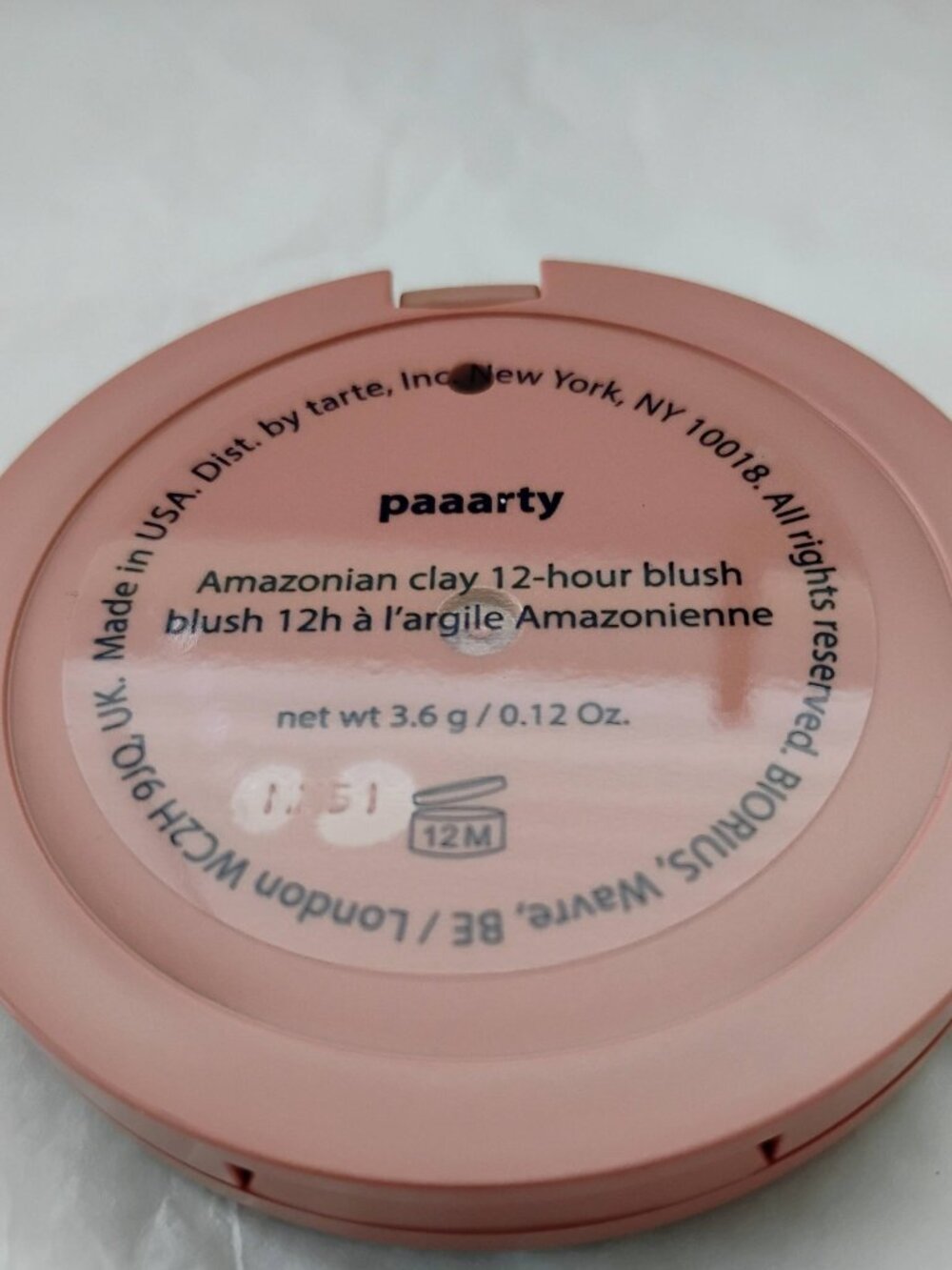 tarte Amazonian Clay 12 Hr Blush Shade 'Paaarty'- NWT- Full Size - Picture 3 of 5
